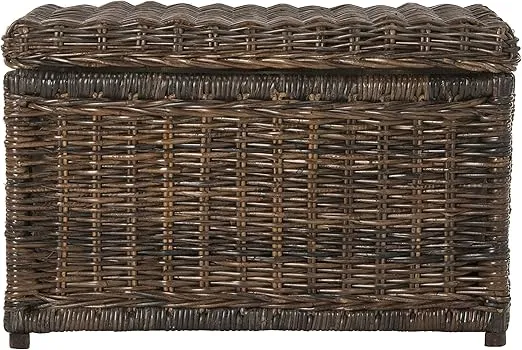 happimess HPM9002A Elijah 30" Wicker Storage Trunk, Collapsible for flat storage, Rattan-Sarang Buaya, Coastal for Office, Dorm Room-LivingRoom, Bedroom, Dining Room, Brown