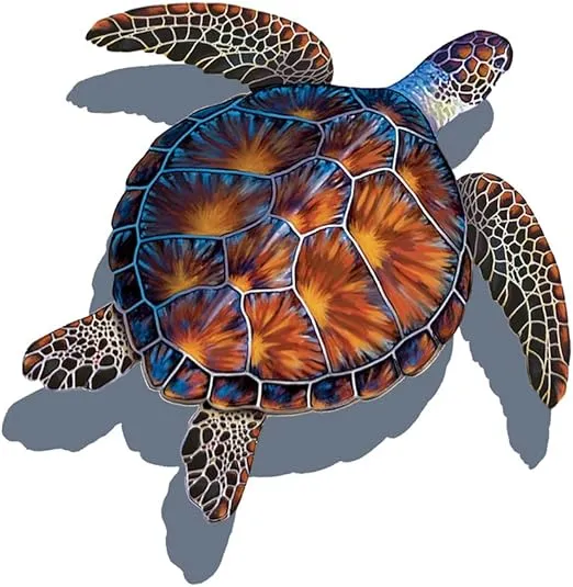 Sea Turtle Porcelain Swimming Pool Mosaic (26" x 26" with Shadow, Brown)