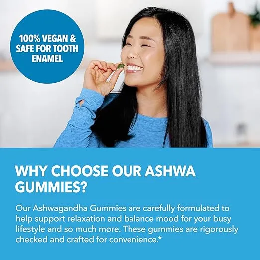 Ashwagandha Gummies Supplement Designed to Support a Natural Calm - Herbal Support - Ashwagandha Gummies for Women and Men - Non-GMO and Gluten-Free Supplement - 120 Vegan Strawberry Gummies