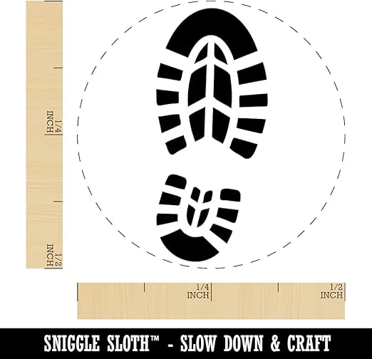 Shoe Print Boot Rubber Stamp for Stamping Crafting Planners - 1/2 Inch Mini