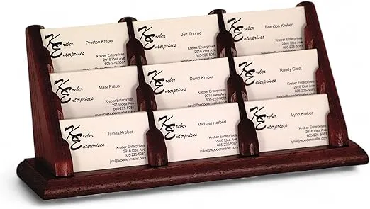 Wooden Mallet 9-Pocket Countertop Business Card Holder, Mahogany
