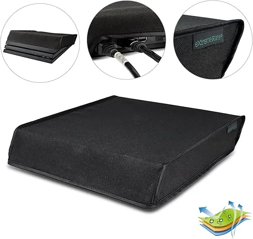 eXtremeRate Black Horizontal Dust Cover for PS4 Pro Console, Soft Neat Lining Dust Guard for PS4 Pro Console, Anti Scratch Waterproof Cover Protector Sleeve for PS4 Pro Console