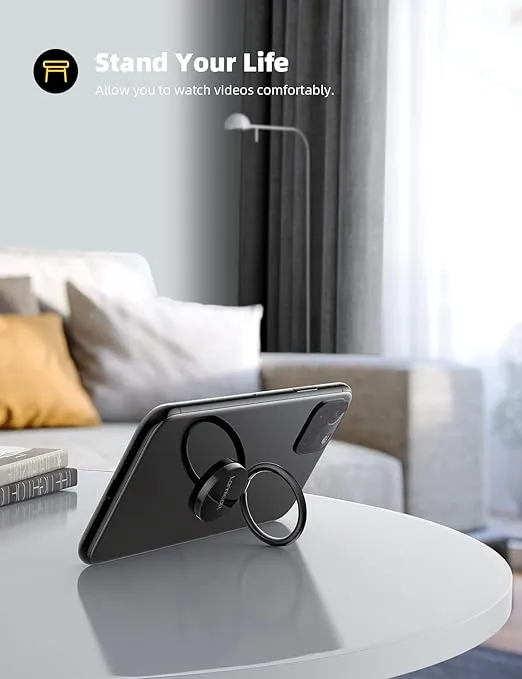 Cell Phone Ring Holder Finger Stand - Lamicall Phone Kickstand, 360° Rotation Polished Metal Grip for Magnetic Car Mount, Compatible with iPhone 16/15/14/13/12/11 Pro Max, Smartphone Accessories