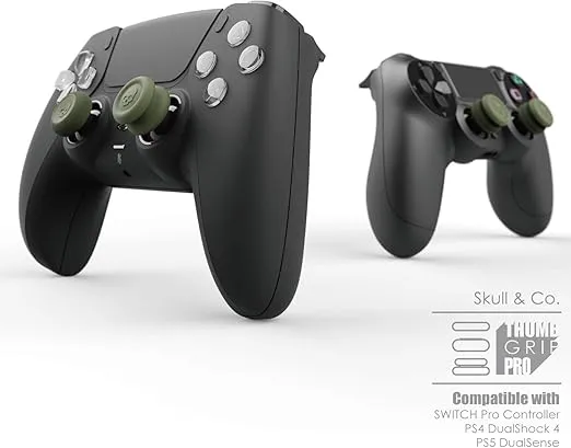 Skull & Co. Skin, CQC and FPS Thumb Grips Joystick Cap Analog Stick Cover for Steam Deck and ROG Ally- OD Green, Set of 6