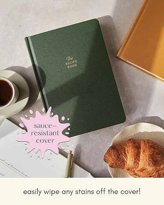 Kunitsa Co. Recipe Notebook - Keepsake Gift. Hardcover Blank Recipe Book to Write in Your Own Recipes, with Journaling Prompts about the Chef. 100 recipes (Dark Pine)