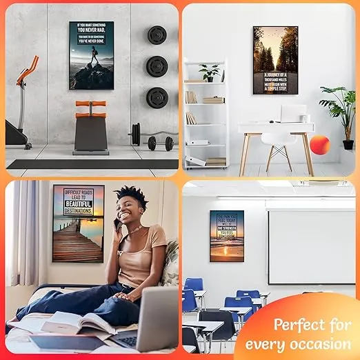 Inspirational Motivational Posters - Positive Affirmations, Uplifting Quotes, Wall Art Decor for Office, Home, Gym - Set of 6 11x17" Motivational Posters for Office Decor Inspirational Quotes Wall Art