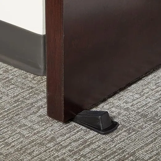 Stockroom Plus 12 Pack Heavy Duty Rubber Door Stopper Wedge - Stackable Bottom of Door Stops for Tile, Floor (Black)