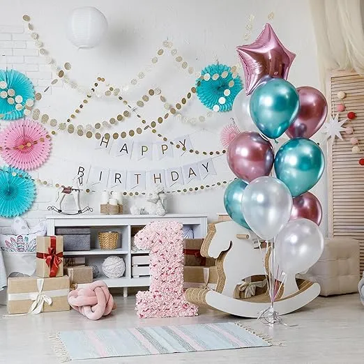 Mr. Pen- Metallic Balloons, 12 Inch, 54 Pack, 9 Colors, Balloons for Birthday Party, Birthday Balloons Assorted Colors, Balloon Arch Balloons, Kids' Party Balloons, Rainbow Balloon, Confetti Balloons