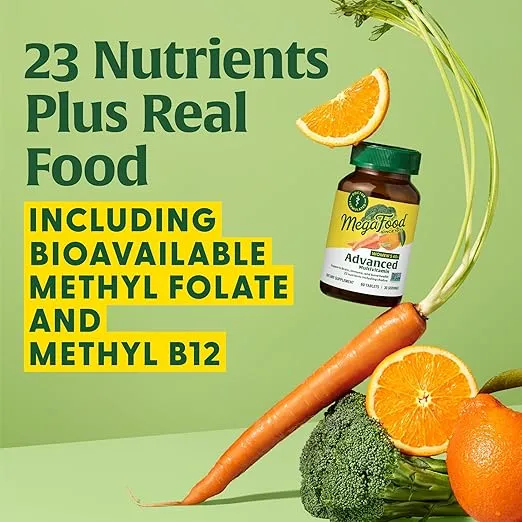 MegaFood Women's 40+ Advanced Multivitamin for Women - Dr Formulated - Vitamin B, Vitamin D3, Vitamin K2 & Choline - Energy Metabolism, Brain Health & Bone Health - Vegetarian - 120 Tabs (60 servings)