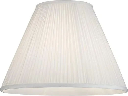White Mushroom Pleated Medium Empire Lamp Shade 7" Top x 16" Bottom x 12" Slant x 11.25" High (Spider) Replacement with Harp and Finial - Springcrest