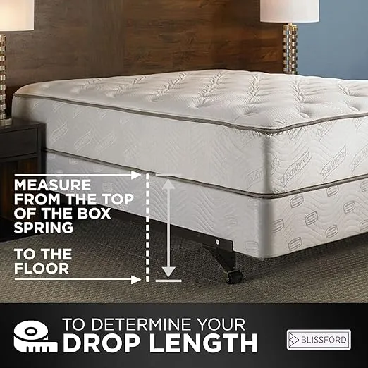 SHOPBEDDING White Bed Skirt Full Size 14 inch Drop - with Split Corners - Cotton Blend Full Ruffle Bed Skirt, Dust Ruffle with Platform, White Full Size Bedskirt, Machine Washable