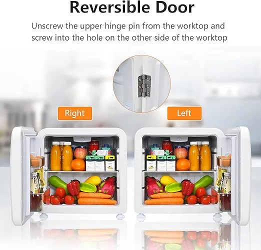 COSTWAY Compact Refrigerator, 1.6 cu ft. Single Door Small Fridge with Adjustable Temperature 32℉ to 50℉, Auto Defrost, Reversible Door, Removable Glass Shelves, Mini Fridge for Apartment (White)
