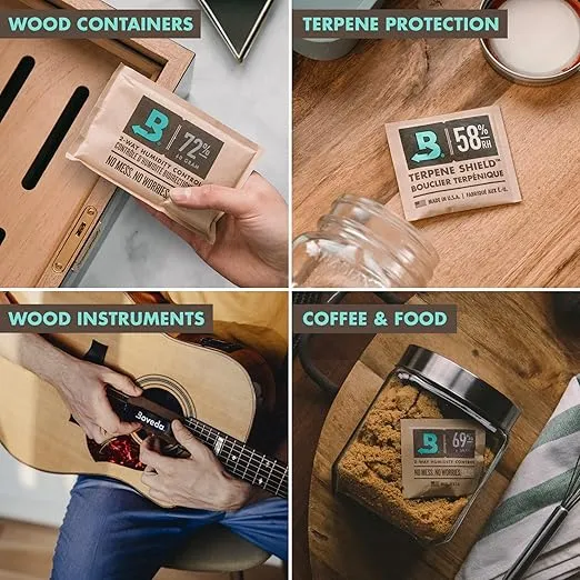 Boveda 69% Two-Way Humidity Control Packs for Storing Up to 25 Items – Size 60 – Single – Plastic & Wood Humidifier Boxes & Zip Lock Bags – Moisture Absorber – Humidifier Pack – Individually Wrapped
