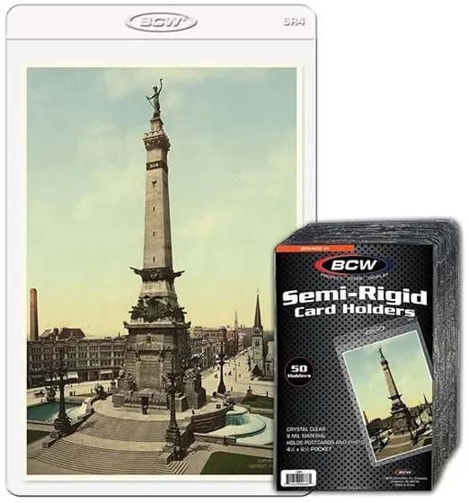 BCW Semi Rigid Card Holder #4 | 50 Pack | Crystal Clear Card Saver for Standard Postcards & Grading Submissions | Durable Semi Rigid Card Sleeves for Cards
