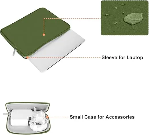MOSISO Laptop Sleeve Compatible with MacBook Air/Pro, 13-13.3 inch Notebook, Compatible with MacBook Pro 14 inch M4 M3 M2 M1 Chip Pro Max 2024-2021, Neoprene Bag with Small Case, Army Green