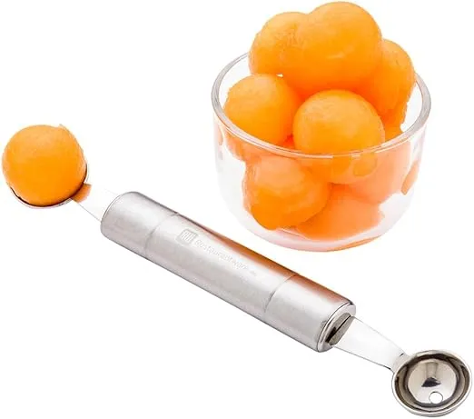 Restaurantware Met Lux 8 Inch x 1.20 Inch Melon Baller 1 Double Sided Mellon Ball Scoop - Dual Non-Slip Handle Stainless Steel Fruit Scooper For Evenly Scooping Fruits
