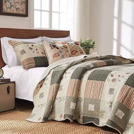 Greenland Home - GL-1010GBSK Sedona Quilt Set, 5-Piece King/Cal King, Gray