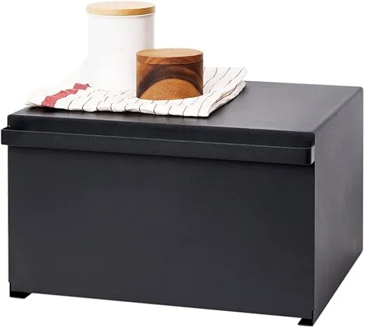 Yamazaki Home Home Tower Box Keeper Container Metal Bread Holder Saver, Slim Space Saving Counter Storage-Horizontal-Steel, One Size, Black