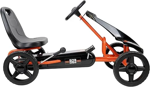 509 Crew 509 Air Jet Pedal Go Kart - Orange - Kids, Sporty Graphics on The Front Fairing, Adjustable Bucket Seat, 4 Spoke Rims w/ 10' EVA Wheels, Sporty Steering Wheel, Kids Go Kart Ages 4+ (U925007)