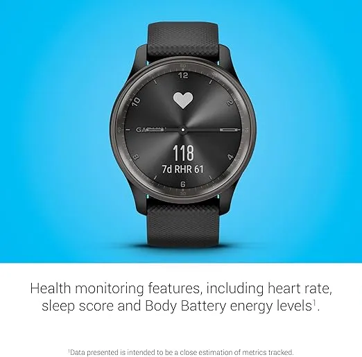 Garmin vívomove Trend, Stylish Hybrid Smartwatch, Long-Lasting Battery Life, Dynamic Watch Hands and Touchscreen Display, Black