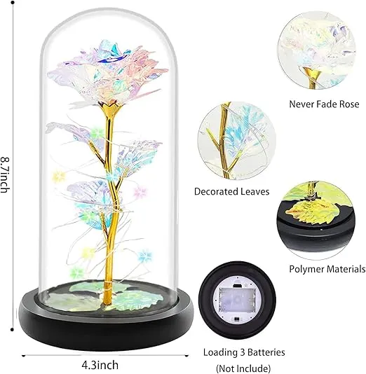 Women Gifts for Christmas,Birthday Gifts for Women,Rose Flowers Xmas Gifts for Mom Mother Grandma Sister Girlfriend Women Presents,I Love You Gifts for Her,Galaxy Crystal Light Up Rose in A Glass Dome