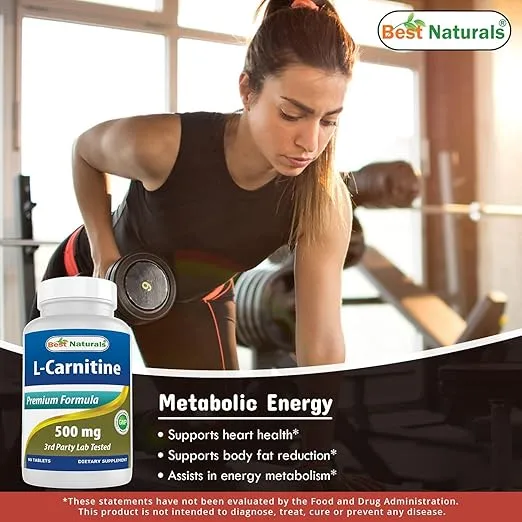 Best Naturals L-Carnitine Tartrate 500 mg 90 Tablets (90 Count (Pack of 3))