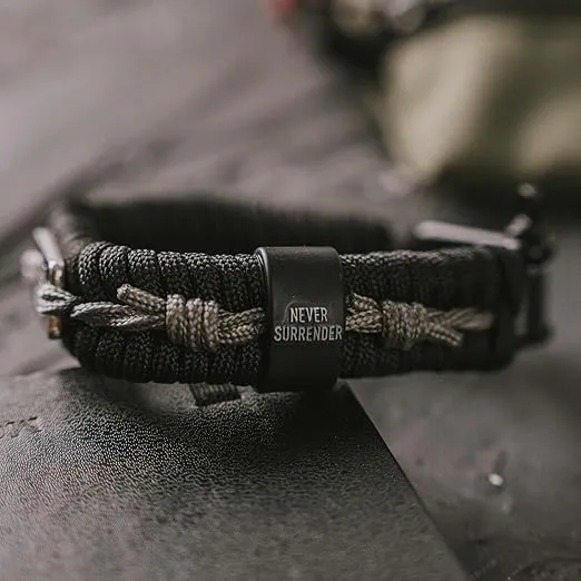 Hero Company Never Forgotten Paracord Bracelet - Tactical Survival Bracelet for Men with Bronze USA Flag - Helps Pair Military Veterans with a Companion Dog