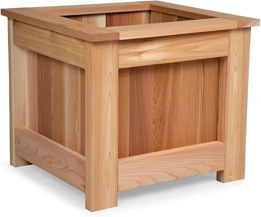 All Things Cedar BP24 Cedar Box Planter (2x2 ft) | Western Red Cedar Wood Planter Boxes | Rot Resistant Outdoor Garden Box | Handcrafted Flower Pot for Patio, Deck & Porch | 23.5x21.75x20