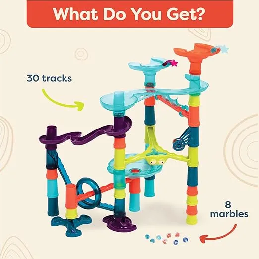 B. toys- Marble-Palooza- Marble Run Set- Developmental STEM Playset- 38-Piece Educational Building Toy- Marble Maze for Kids – 3 Years +