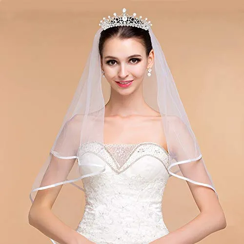 Women Tiara with Comb - Pearl Crystal Crown for Bridal Queen Princess Girls at Wedding Birthday Pageant (Gold)