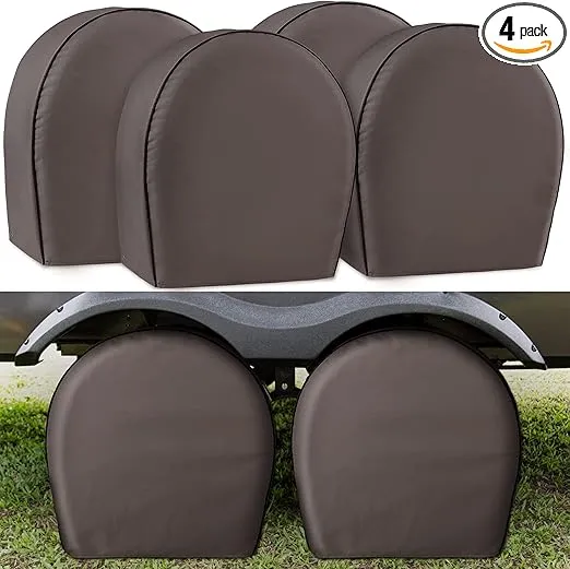 Leader Accessories 4-Pack Tire Covers - Heavy Duty Wheel Protectors for Truck, SUV, Jeep, Camper, Trailer, RV - Waterproof 600D Oxford - Universal Fits 26.75"-29" Diameter, Dark Gray