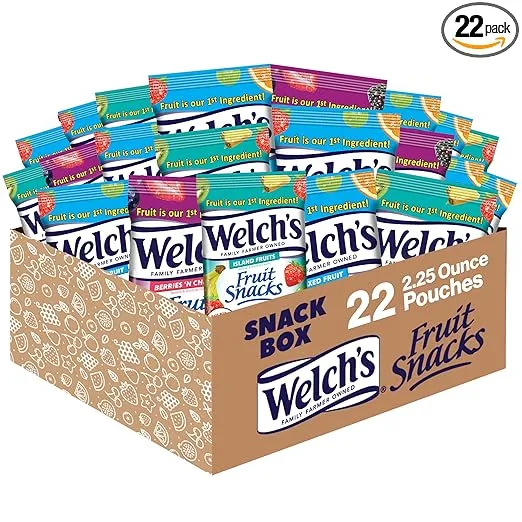 Welch's Fruit Snacks, Variety Pack with Mixed Fruit, Island Fruits & Berries 'n Cherries, Gluten Free, 2.25 oz Bags (Pack of 22)