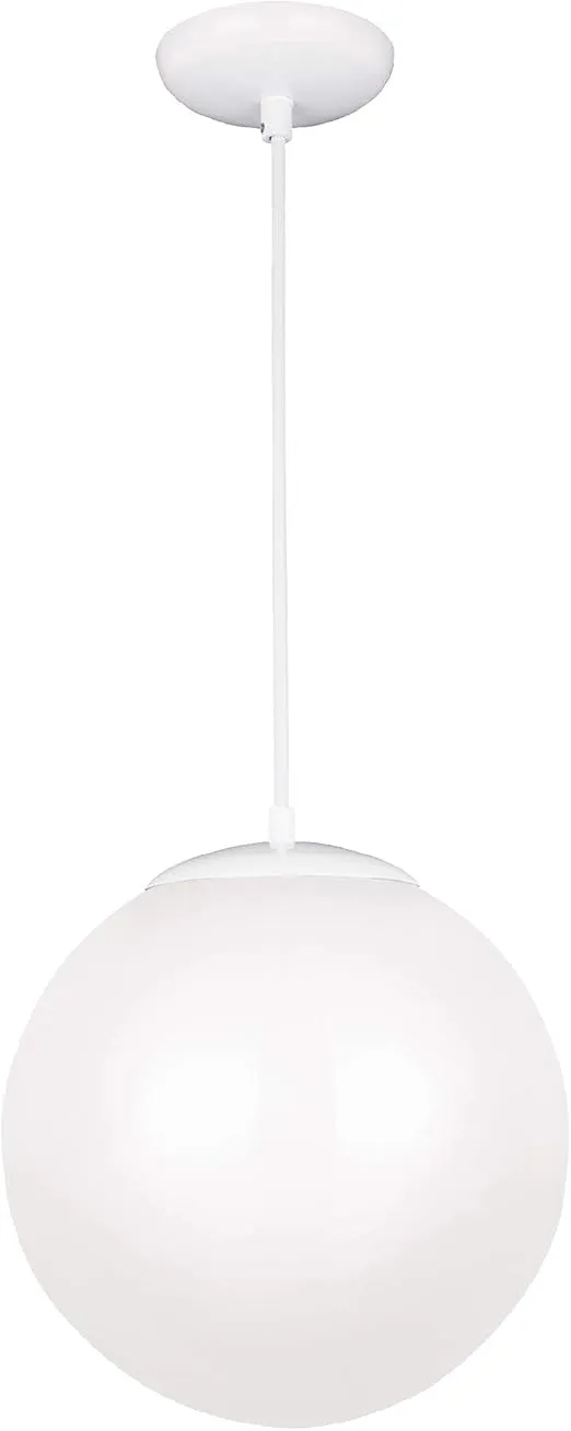 Sea Gull Lighting 6020-15 Leo Globe Pendant Hanging Modern Fixture, One - Light, White