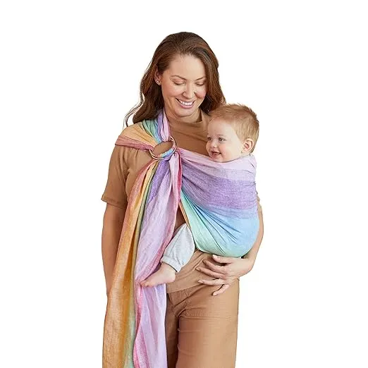 LÍLLÉbaby Ring Sling Baby Wrap Carrier | Made for Versatile Babywearing | Support Wrap for Mother's | Holds Babies from 8-30 lbs | Rainbow