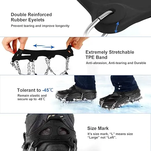 Unigear Crampons for Hiking Boots,Traction Ice Cleats Snow Grips with 18 Spikes for Walking, Jogging, Climbing and Hiking