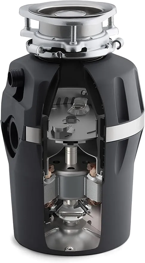 KOHLER 29361-CHR Reckon Garbage Disposal with Sound Reduction, 3/4 HP Continuous Feed, Power Cord Included, Charcoal