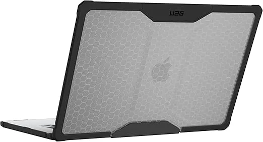 UAG Designed for MacBook Air 15" Case 2024 M3 A3114, 2023 M2 A2941 Plyo Ice/Black, Translucent Clear Rugged Tactile Grip Laptop Protective Cover by URBAN ARMOR GEAR