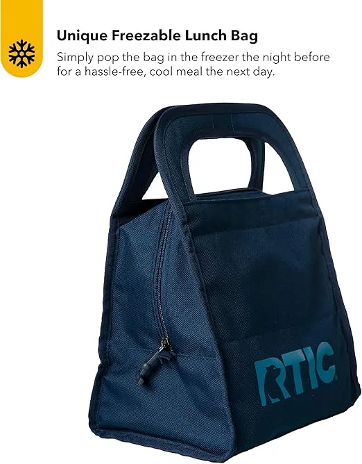 RTIC Ice Lunch Bag, Freezable for Women and Men, Reusable Durable Fabric, Food Safe BPA Free Gel, Cooler Lunch Bags for On The Go Meals, Commuters
