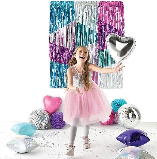 Party City Sparkle Fringe Backdrop, 48in x 12in - Sparkling Color Backdrop Curtains - Decoration Kit for Birthday Party, Gatherings, Corporate Events & Other Special Occasions