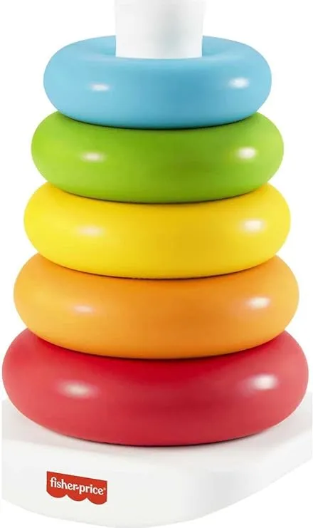 Fisher-Price Baby Stacking Toy Rock-A-Stack Rings with Roly-Poly Base for Ages 6+ Months, Made with Plant-Based Materials