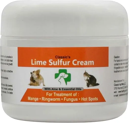 Classic's Lime Sulfur Pet Skin Ointment (2 oz) - Pet Care and Veterinary Treatment Against Ringworm, Mange, Lice, Flea, Itchy and Dry Skin - Safe Cream Ointment for Dog, Cat, Puppy, Kitten, Horse