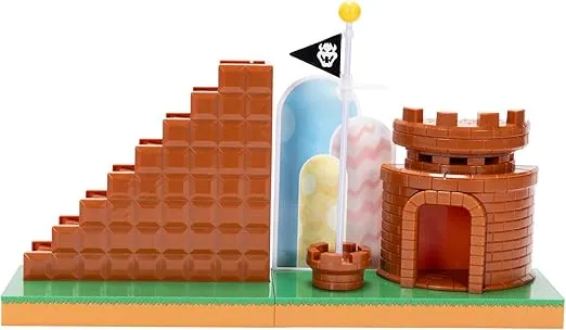 Super Mario Nintendo 2.5" Action Figures Course Complete Playset with Mario Figure, Interactive Stairs, Flagpole, Castle, and Base Platform