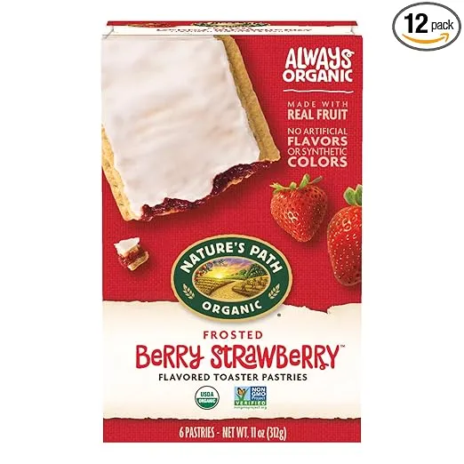 Nature’s Path Organic Frosted Berry Strawberry Toaster Pastries, 11 Ounce (Pack of 12), Non-GMO, Made with Real Strawberries