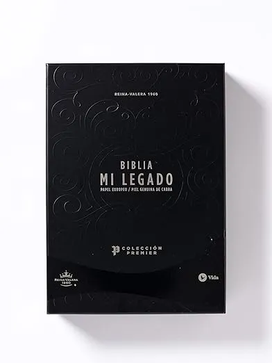 RVR60, Santa Biblia Mi Legado, Colección Premier, Piel genuina de cabra, Negro, Una Columna, Interior a dos colores, Comfort Print (Spanish Edition)