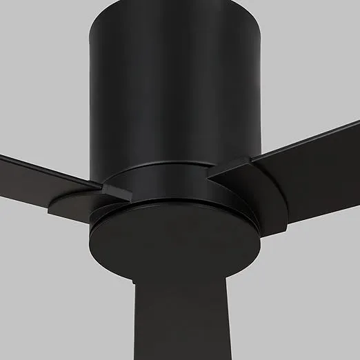 Monte Carlo 3RZHR44MBK Rozzen Hugger 44" Black Ceiling Fan with Remote Control, Reversible DC Motor, Damp Rated, 3 Reversible Blades (Midnight Black and American Walnut)