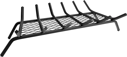 Pleasant Hearth - 1/2" Solid Steel Fireplace Grates With Ember Retainer, Black, 30-Inch