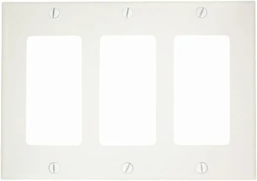 Leviton 80411-NW 3-Gang Decora/GFCI Device Wallplate, Standard Size, Thermoset, Device Mount, White