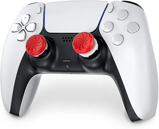 KontrolFreek FPS Freek Inferno for PlayStation 4 (PS4) and PlayStation 5 (PS5) Controller | Performance Thumbsticks | 1 High-Rise, 1 Mid-Rise | Red/White