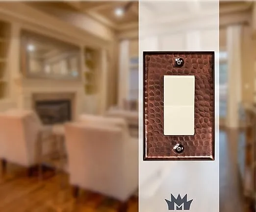Monarch Abode 17013 Single Switch Hand Hammered Rocker Decorative Wall Plate - Switch Plate Outlet Cover - 1-Gang Pure Copper - Hammered Copper Outlet Covers - Copper Switch Plate Covers