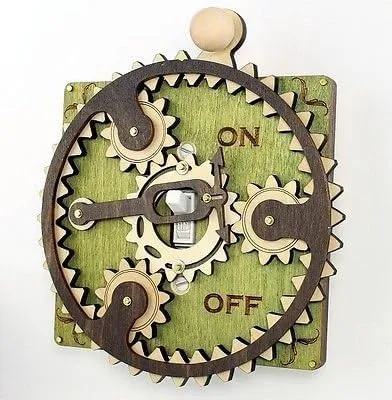 Single Planetary Green Wood Light Switch Plate